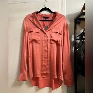 White House black market satin feel long sleeve shirt size large